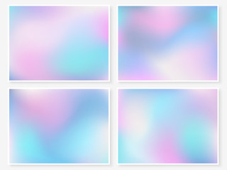 Holographic backgrounds. Holography textures set. Hologram. Blurs collection. Modern. Stylish. Backdrop. Smooth blur. Trendy wallpapers. Textures for web design, business printed products.