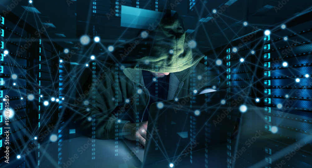 Fototapete Hacker accessing to personal data information with a computer 3D rendering