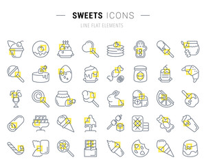 Set Vector Line Icons of Sweets
