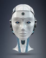 Cyborg head artificial intelligence 3D rendering