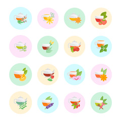 Set Vector Flat Icons of Tea