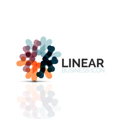 Abstract flower or star, linear thin line icon. Minimalistic business geometric shape symbol created with line segments