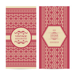 Vector set of vintage ornamental frame elegant lace templates banners package design.