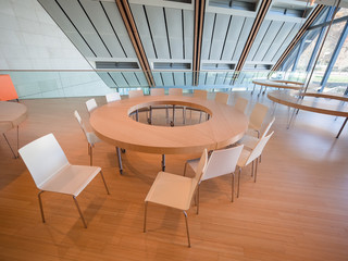 Space dedicated to educational workshops in the modern building of the Museum of Science of Trento.
