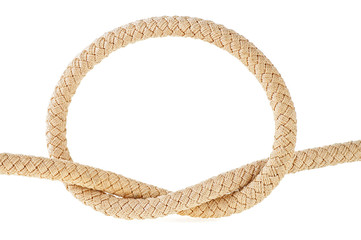 Brown rope in the shape of a loop on a white background