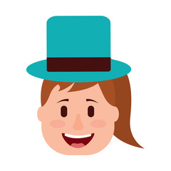 laughing face woman with hat enjoy vector illustration