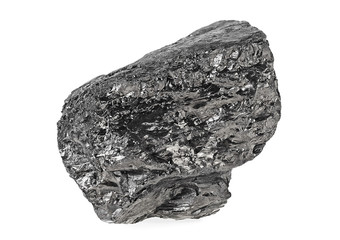 Coal on a white background, close up