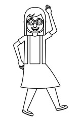 woman with clown mask silly glasses celebrating vector illustration