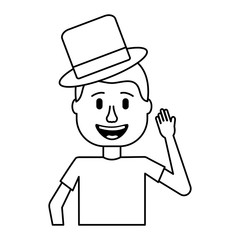 happy man hat and crazy glasses portrait vector illustration