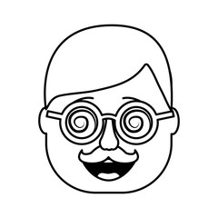 smiling face man mask with glasses mustache vector illustration
