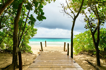 Pontoon Grand Anse Beach, Tropical Beach, Mahe, Seychelles