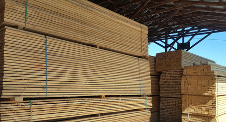 Timber in warehouse