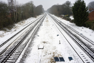 Obraz premium Snowy scene at Hook station on the South Western Mainline