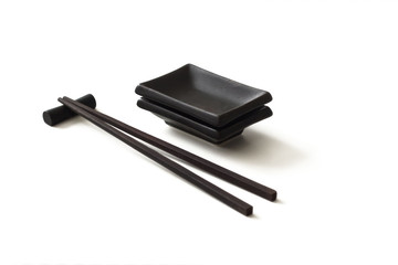Ceramic plates and chopsticks