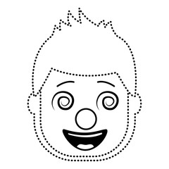 smiling face man with glasses and mask clown vector illustration dotted line design