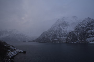 Norwegen / Lofoten  Winter Schneefall