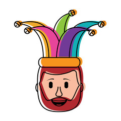 smiling face beard man with hat happy vector illustration