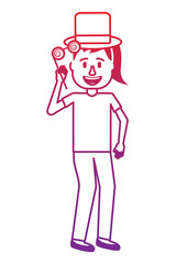 happy woman wearing hat and comic glasses festive vector illustration gradient color image