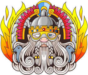 Ancient Scandinavian God Odin, illustration

