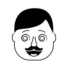 smiling face man mask with glasses mustache vector illustration black and white design