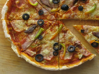 Closeup Sliced Pizza