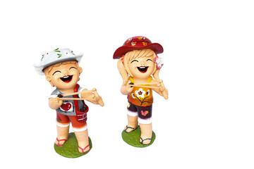 Statue of the children boy and gril.