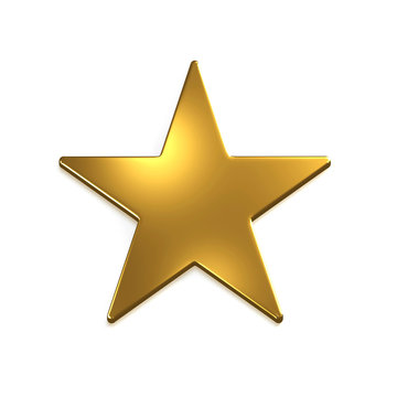 Gold Star Icon. 3D Gold Render Illustration
