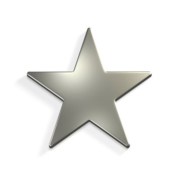 Silver Star Icon. 3D Render Illustration