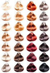 Hair Palette samples of different colors. Tints set for beauty industry.