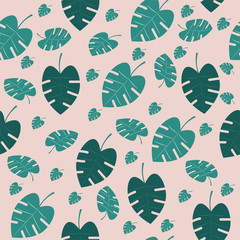 spring seamless pattern with plants green leaves