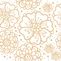 beige floral repeating pattern in indian mehendi style on white background