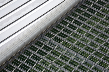 Aerial image showing greenhouse ventilation on a warm summer day