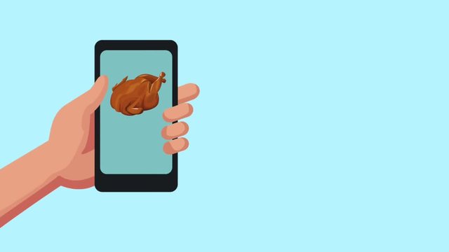 Buying hambuger online from smartphone High definition animation colorful scenes
