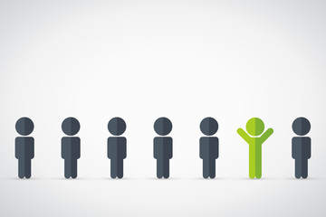 Think differently - Being different, move for success in life - standing out from the crowd by different thinking