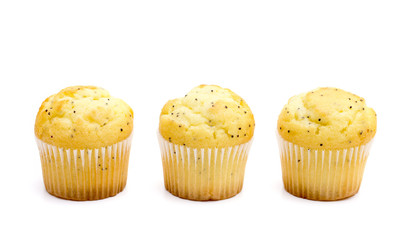 Lemon Poppyseed Muffins on a White Background