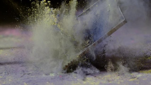 Activated mousetrap and colored powder, Ultra Slow Motion