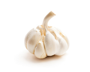 Whole  raw garlic isolated on white