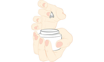 hand holding lotion box vector
