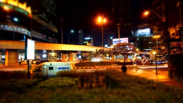 4K Time lapse traffic congestion at Sathorn junction in Bangkok, Thailand - Miniature effect