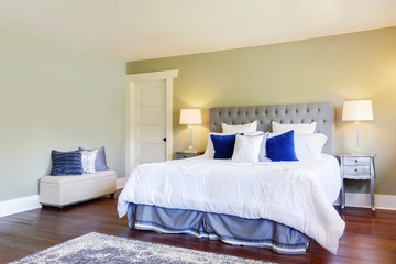Fototapeta na wymiar Luxurious master bedroom with green walls