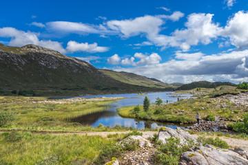 Fototapeta na wymiar Beautiful scottish Highlands landscape in the summer, near Loch Cluanie, Scotland, Britain