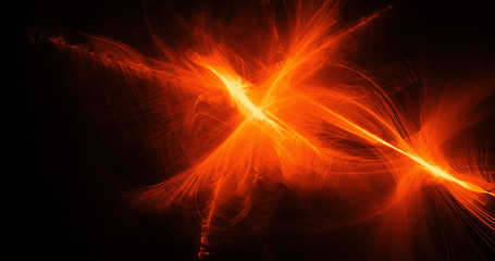 Orange Abstract Lines Curves Particles Background