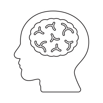Brain human head idea thin line flat design icon vector illustration. Editable stroke