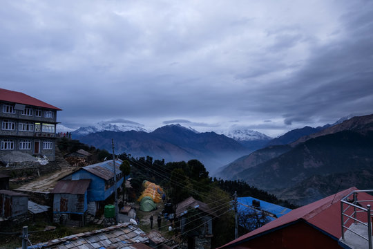 evening time view of Annapura area at Ghorepani, 2860 msl, Nepal