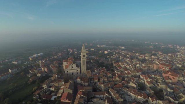 Church of St Blaise aerial shot in the morning