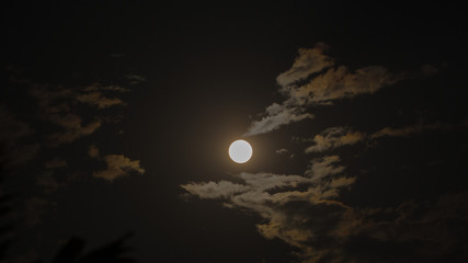 Full moon and moonlight in cloud
