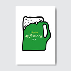 Happy Saint Patrick's Day Hand Drawn Lettering Greeting Card Background Vector Illustration