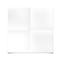 Folded paper mockup card isolated on white background