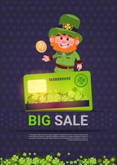 Sale For St. Patrick Day Holiday Discounts Poster Template Background Vector Illustration