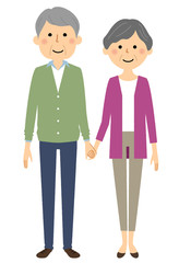 シニアカップル　手をつなぐ